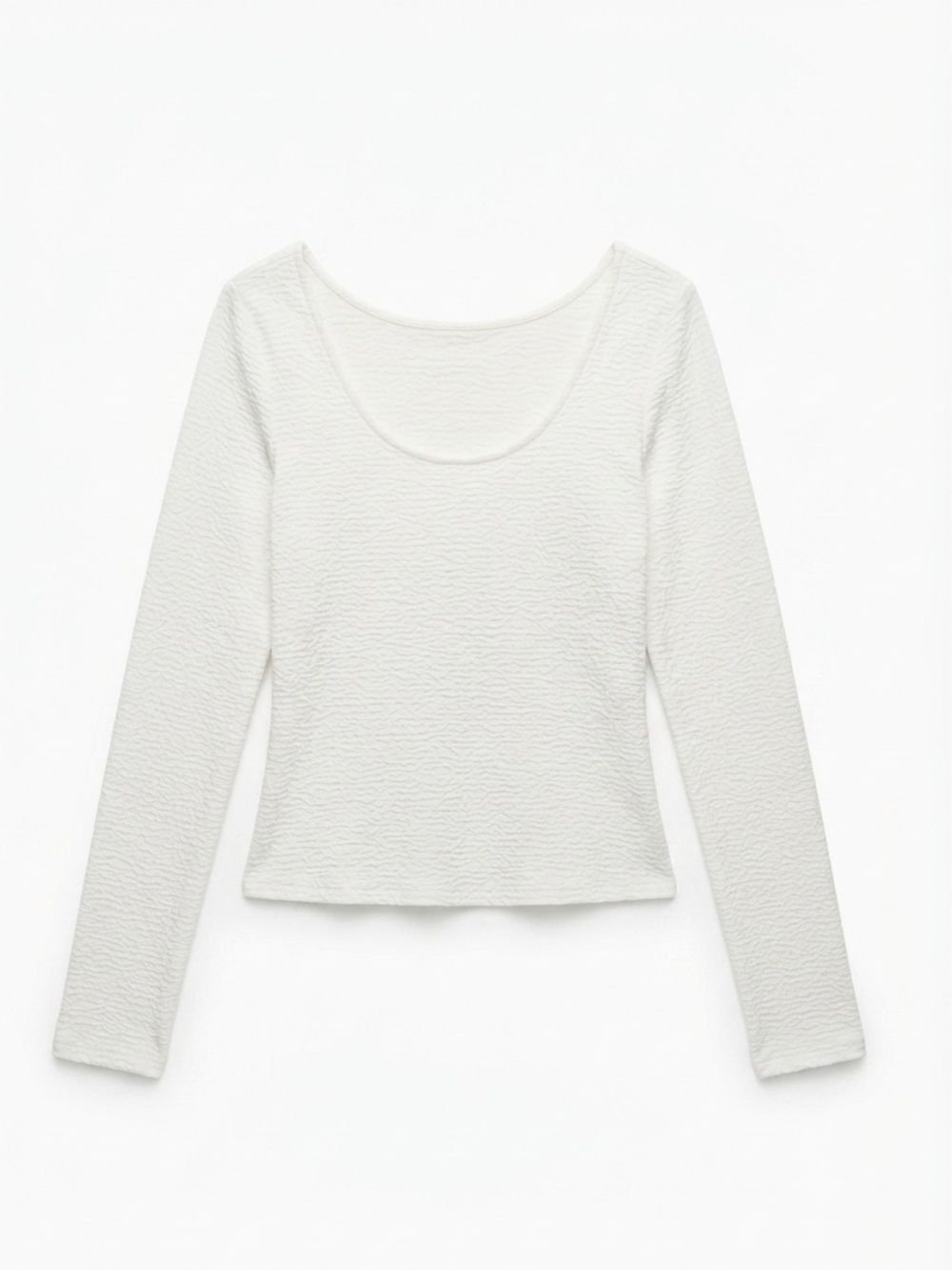 NWT & Other Stories White Slim Textured Crinkle Scoop Neck Top Size S